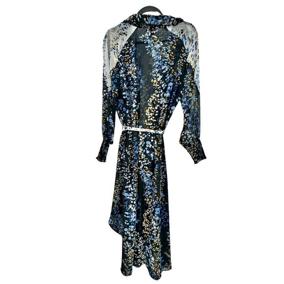 Misa Floral Wrap Chiffon V Neck Dress Long Sleeve Midi Dress Size XS NWOT - Picture 8 of 12